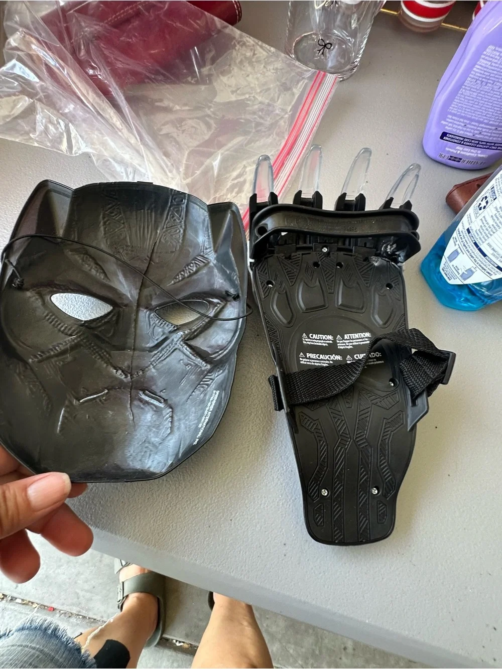 Black Panther Mask & Gauntlet Set - Black with Silver Accents